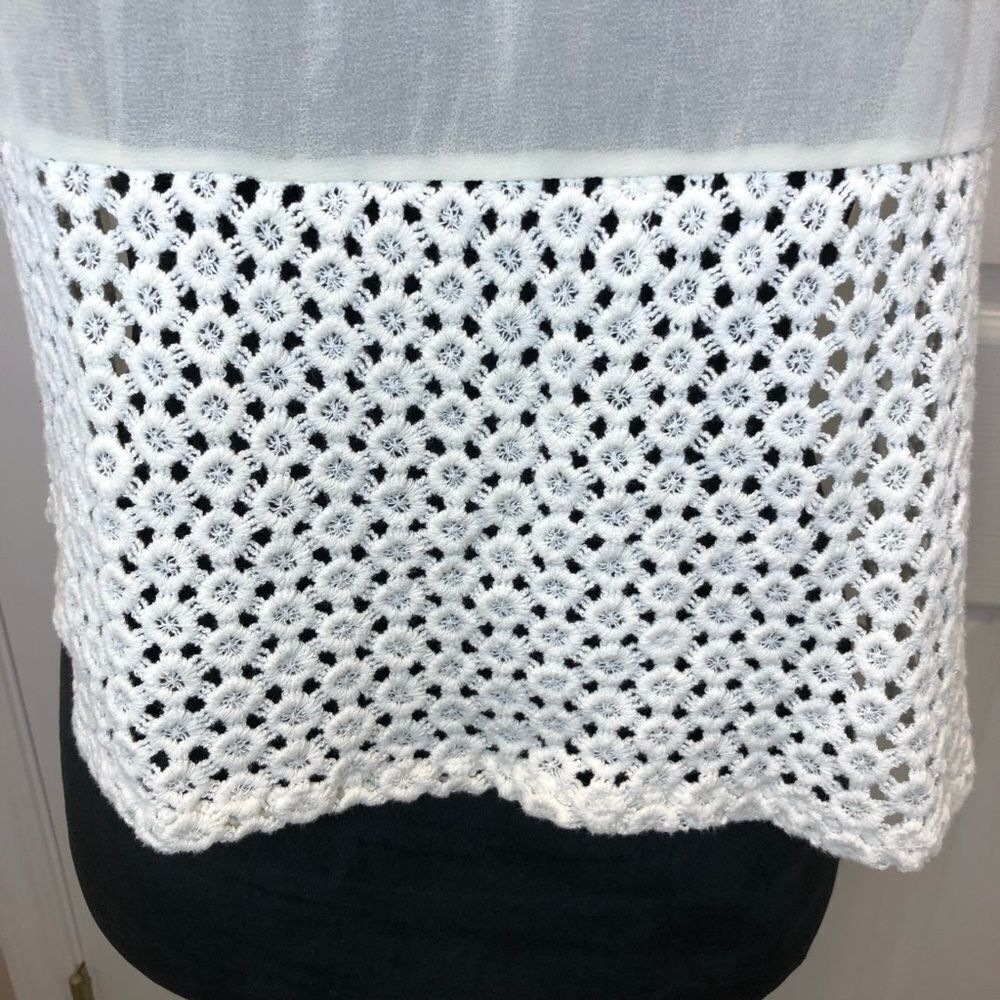 Forever Young sheer crocheted sleeveless cream top - Picture 2 of 10